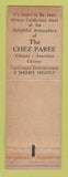 Matchbook Cover - Chez Paree Miami Beach FL WORN