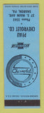Matchbook Cover - Pfau Chevrolet Sharon PA
