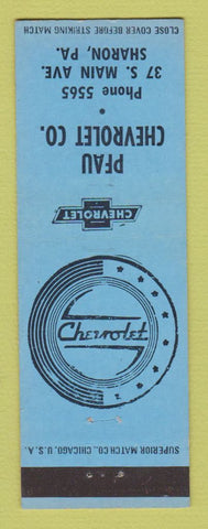 Matchbook Cover - Pfau Chevrolet Sharon PA