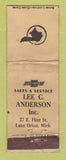 Matchbook Cover - Lee Anderson Chevrolet Pontiac Buick Lake Orion MI WORN