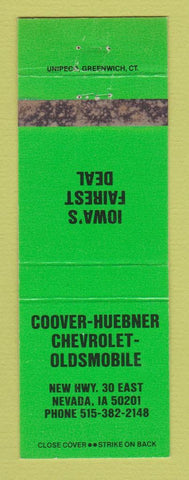 Matchbook Cover - Coover Huebner Chevrolet Oldsmobile Nevada IA WEAR