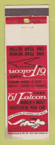 Matchbook Cover - 1961 Ford Falcon STAINED Snoopy
