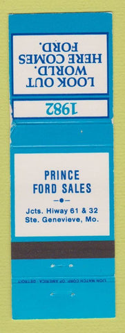 Matchbook Cover - 1982 Ford Prince Ste Genevieve MO WEAR