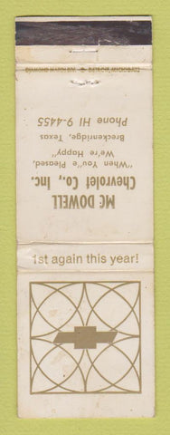 Matchbook Cover - McDowell Chevrolet Breckenridge TX WORN