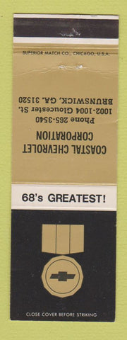 Matchbook Cover - 1968 Chevrolet Coastal Brunswick GA WEAR