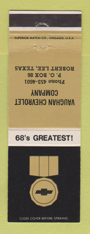 Matchbook Cover - 1968 Chevrolet Vaughan Robert Lee TX