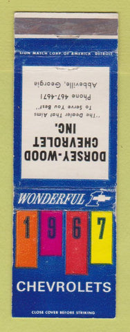 Matchbook Cover - 1967 Chevrolet Dorsey Wood Abbeville GA WEAR