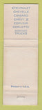 Matchbook Cover - 1967 Chevrolet Dorsey Wood Abbeville GA WEAR