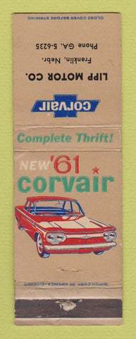 Matchbook Cover - 1961 Chevrolet Corvair Lipp Franklin NE WEAR