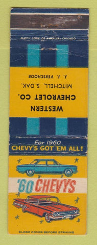 Matchbook Cover - 1960 Chevrolet Western Mitchell SD JJ Verschoor WORN