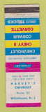 Matchbook Cover - 1963 Chevrolet Harvey's Whitehouse NJ WORN