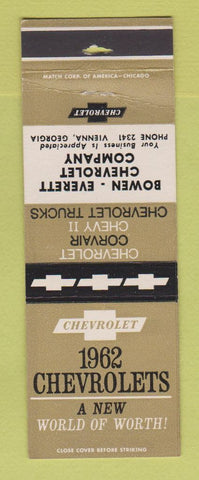 Matchbook Cover - 1962 Chevrolet Bowen Everett Vienna GA WORN