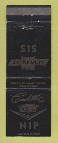 Matchbook Cover - Williams Chevrolet Cadillac WEAR