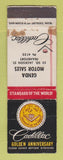 Matchbook Cover - 1952 Cadillac Genda Motors Frankfort MI? STAINED WORN