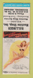 Matchbook Cover - Ballinger Machine Shop Welding Richmond IN pinup WEAR BOBTAIL
