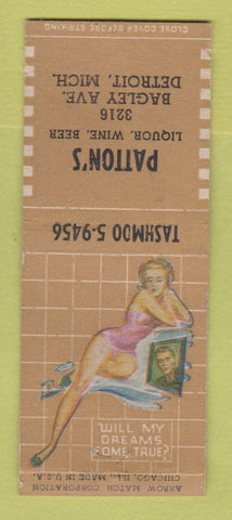 Matchbook Cover - Patton's Liquor Detroit MI pinup BOBTAIL