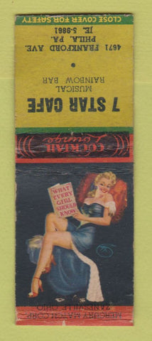 Matchbook Cover - 7 Star Cafe Philadephia PA pinup CREASED BOBTAIL