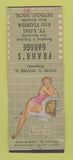 Matchbook Cover - Frank's Garage Detroit MI pinup WEAR BOBTAIL