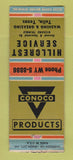 Matchbook Cover - Conoco oil gas Hillcrest Tulia TX WEAR BOBTAIL