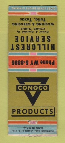 Matchbook Cover - Conoco oil gas Hillcrest Tulia TX WEAR BOBTAIL