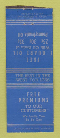 Matchbook Cover - Pennsylvania oil gas WEAR BOBTAIL