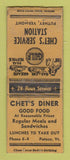Matchbook Cover - Chet's Diner Putney VT Gulf oil gas WORN BOBTAIL