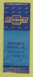 Matchbook Cover - Chevrolet Raymond Roberts Brattleboro VT WORN BOBTAIL