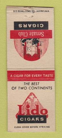 Matchbook Cover - Senate Club Cigars Lido tobacco BOBTAIL