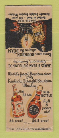 Matchbook Cover - Jim Bean Whiskey Clermont KY WEAR BOBTAIL