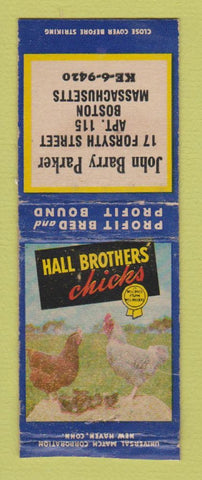 Matchbook Cover - John Barry Parker Boston MA Hall Brothers Chicks BOBTAIL