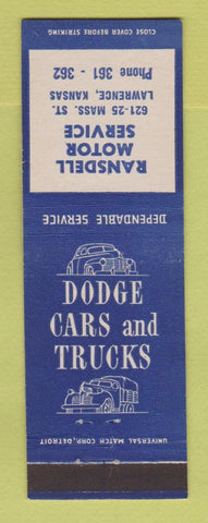 Matchbook Cover - Ransdell Motors Dodge Lawrence KS