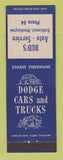 Matchbook Cover - Bud's Dodge Cathlamet WA low phone #