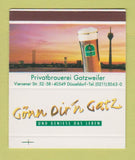 Matchbook Cover - Gunn Dir n Gatz Beer Germany