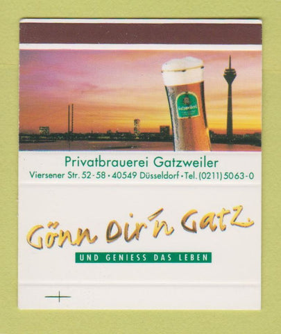 Matchbook Cover - Gunn Dir n Gatz Beer Germany