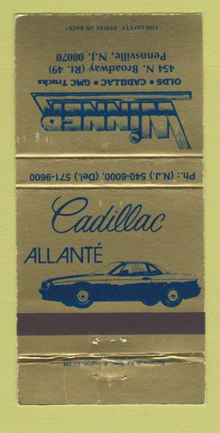 Matchbook Cover - Winner Cadillac Alante Pennsville NJ 30 Strike