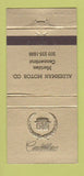 Matchbook Cover - Alderman Motors Cadillac Meriden CT 30 Strike
