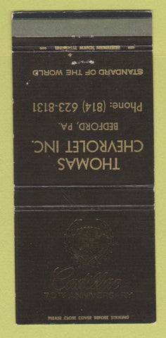 Matchbook Cover - Thomas Chevrolet Cadillac Bedford PA 30 Strike