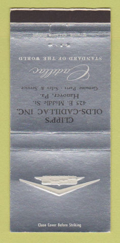 Matchbook Cover - Clipp's Oldsmobile Cadillac Hanover PA 30 Strike