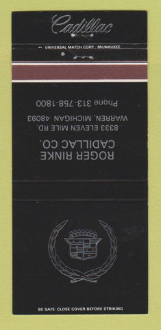 Matchbook Cover - Roger Rinke Cadillac Warren MI 30 Strike