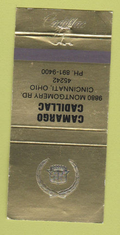 Matchbook Cover - Carmargo Cadillac Cincinnati OH WEAR 30 Strike