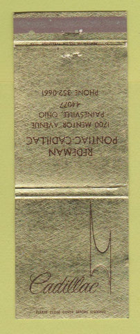 Matchbook Cover - Cadillac Redeman Pontiac Painesville OH