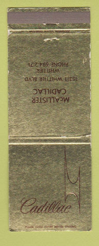 Matchbook Cover - Cadillac McAllister Whittier CA