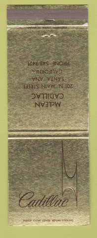 Matchbook Cover - Cadillac McLean Santa Ana CA WEAR