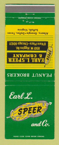 Matchbook Cover - Earl Speer Peanuts Chicago IL Albany GA Dallas TX