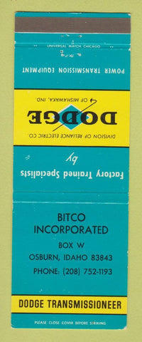 Matchbook Cover - Dodge Transmissions Osburn ID Bitco Inc