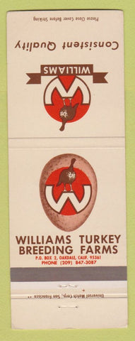 Matchbook Cover - Williams Turkey Breeding Oakdale CA