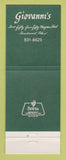 Matchbook Cover - Ristorante Giovanni's Beachwood OH