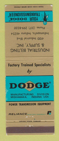 Matchbook Cover - Dodge Transmissions Industrial Belting Indianapolis IN