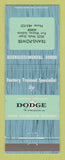 Matchbook Cover - Dodge Transmissions Trans Power Fort Wayne IN