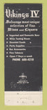 Matchbook Cover - Vikings IV Solvang CA liquor tobacco